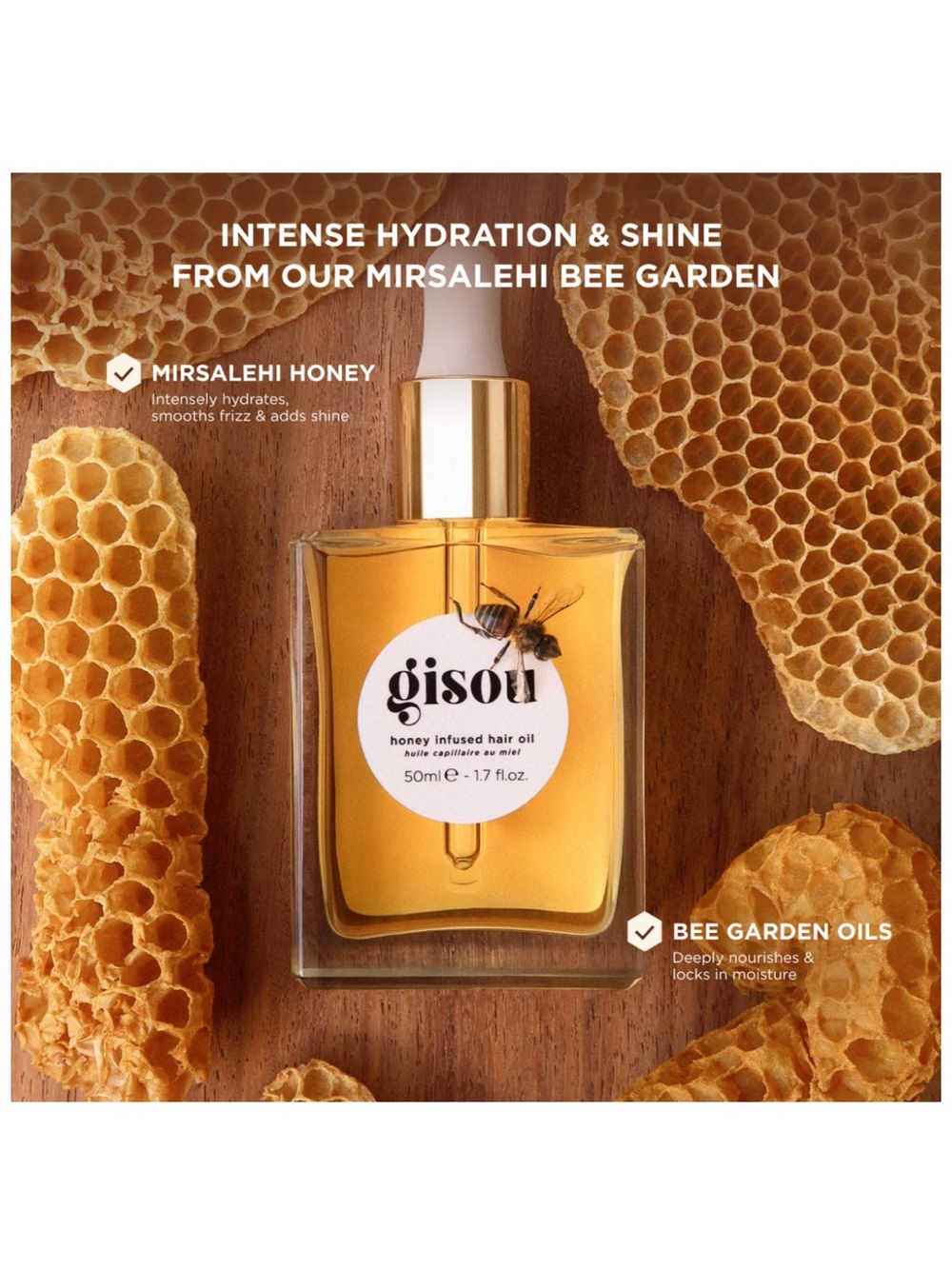 Gisou Honey Infused Hair Oil – Nourishing Hair Serum - Picture 5 of 6